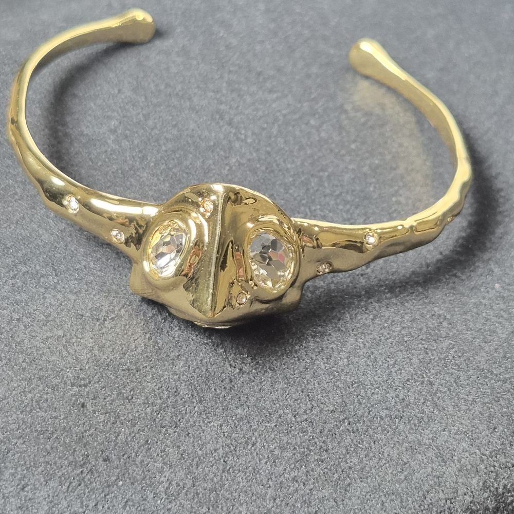 Gold-Tone Cuff Bracelet with Crystal Accents